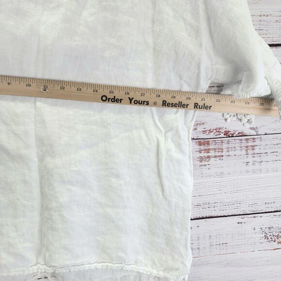 Francesca Bettini Top Women M Medium White Linen Lagenlook Blouse Made In Italy - Picture 3 of 8